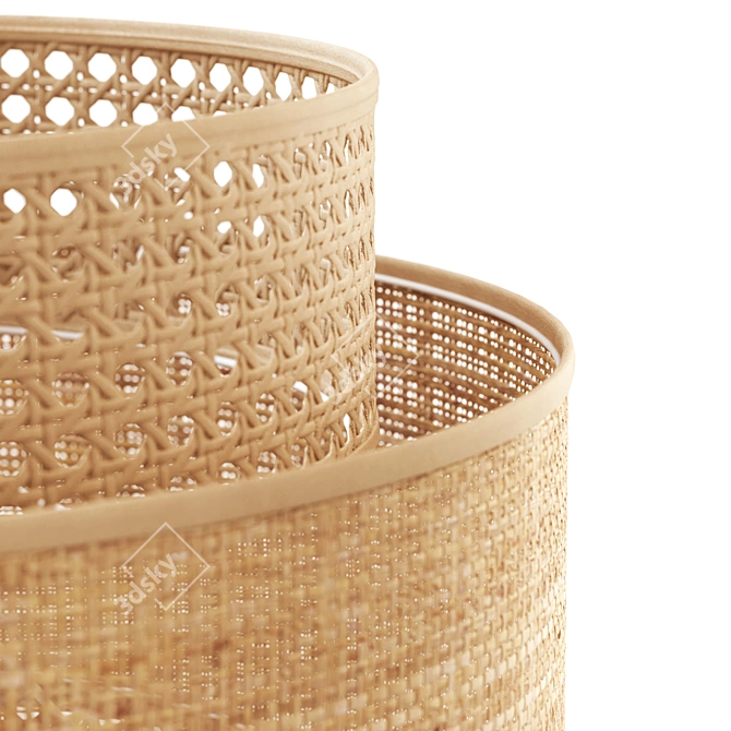 Rattan Double Shade Pendant Light 3D model image 3