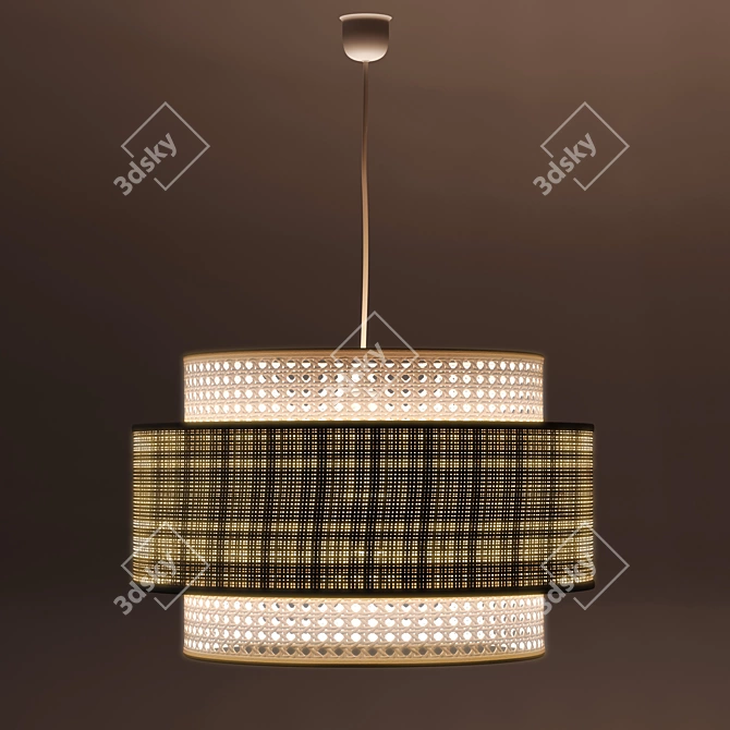 Rattan Double Shade Pendant Light 3D model image 4