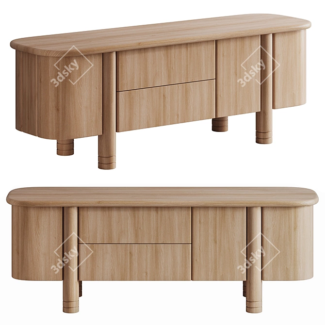 Sleek Modern Credenza 3D Model 3D model image 1