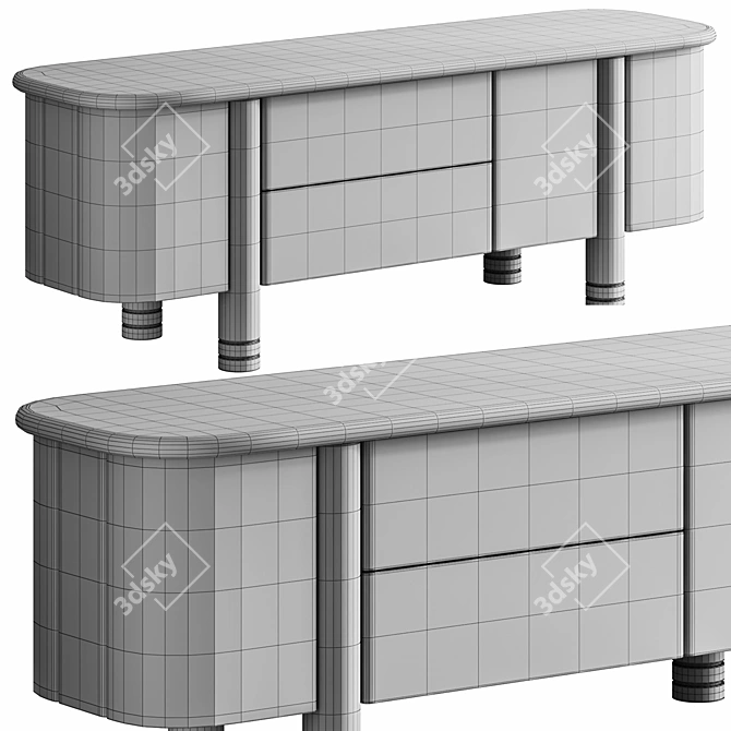 Sleek Modern Credenza 3D Model 3D model image 4