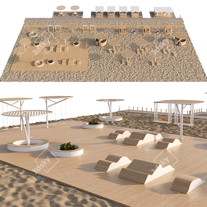 Park and Beach Elements Set 3D model image 1