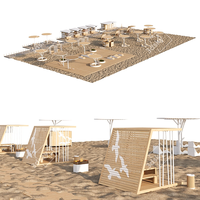 Park and Beach Elements Set 3D model image 3