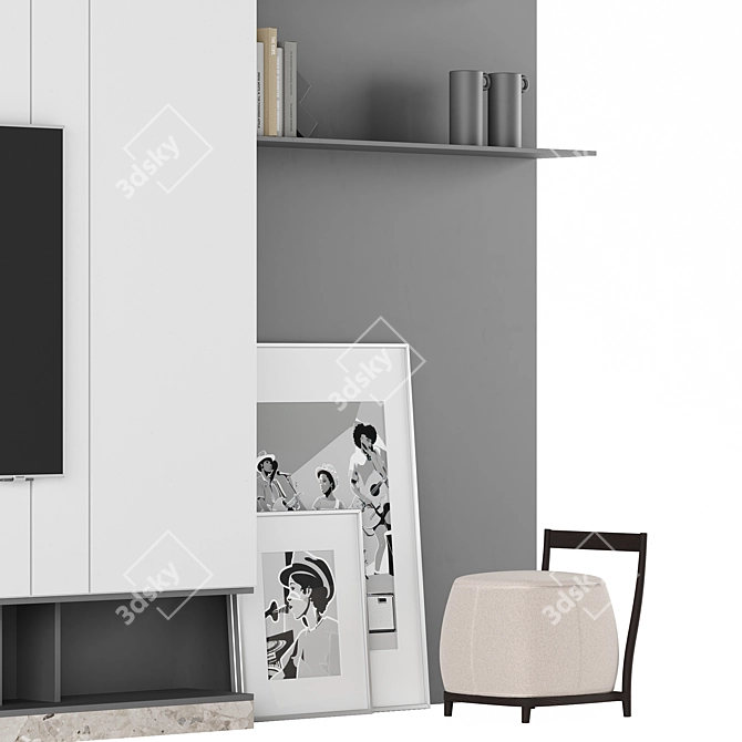 Decorative TV Wall Unit, 3D 3D model image 3