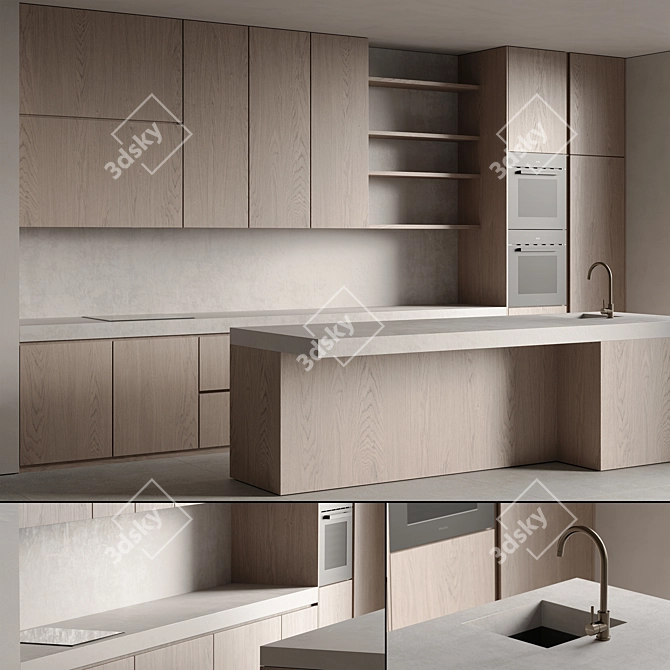 Modern Kitchen 3D Model Max 3D model image 1