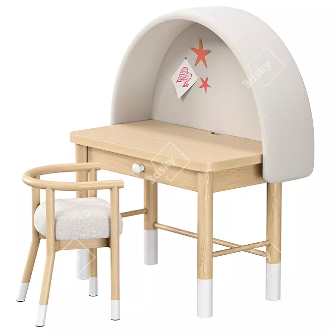 Axel Drawing Desk White Horse Chair 3D model image 1