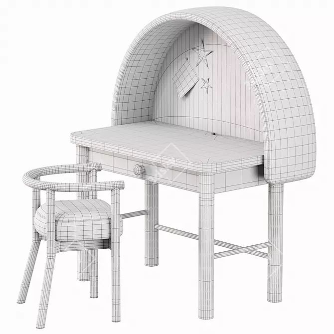 Axel Drawing Desk White Horse Chair 3D model image 6