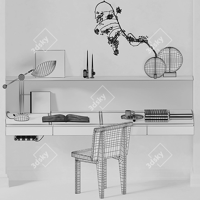 Scandinavian Minimalist Workplace Set 3D model image 7