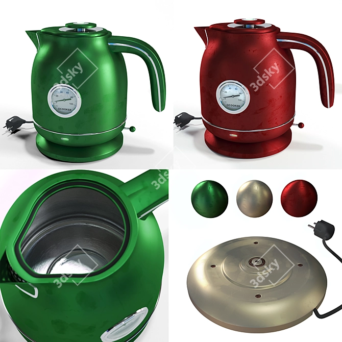 Vintage Teapot Ocooker Electric Kettle 3D model image 2