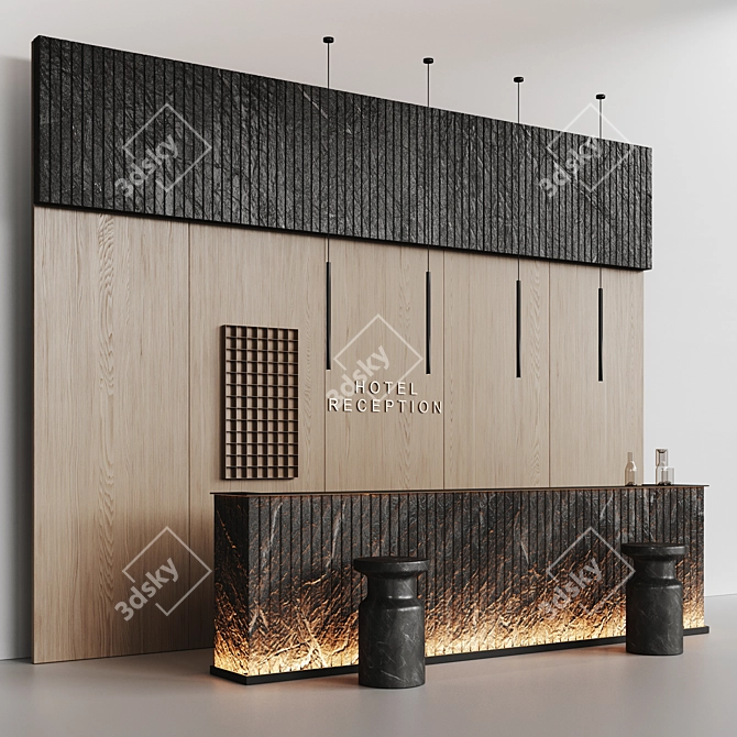 Natural Stone Hotel Reception Desk 3D model image 2