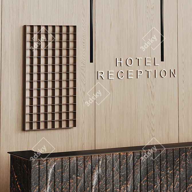 Natural Stone Hotel Reception Desk 3D model image 3