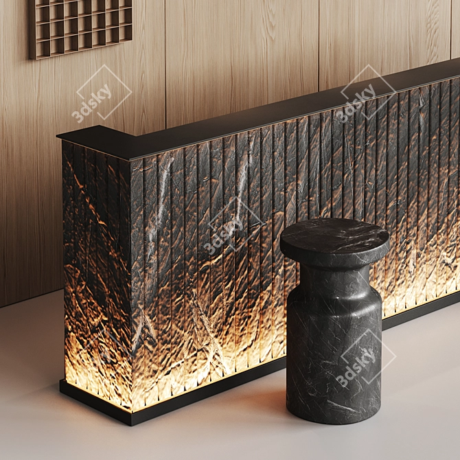 Natural Stone Hotel Reception Desk 3D model image 4