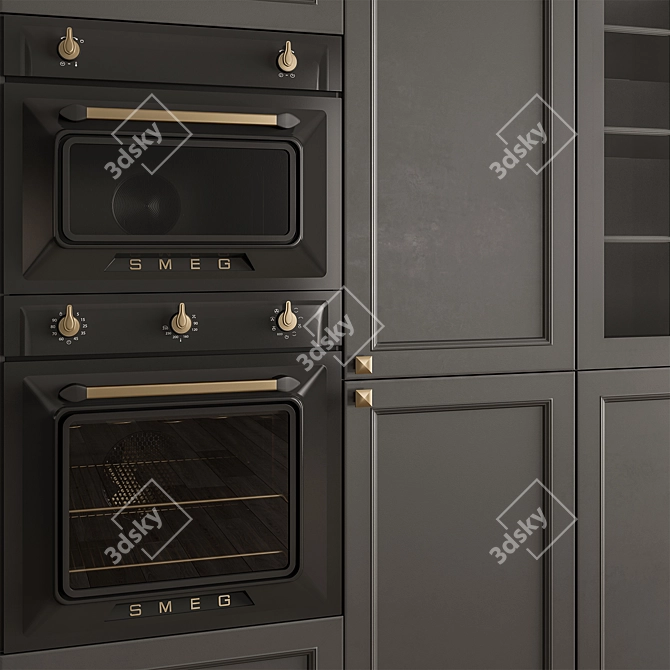 Modern Black Kitchen Set 3D model image 4