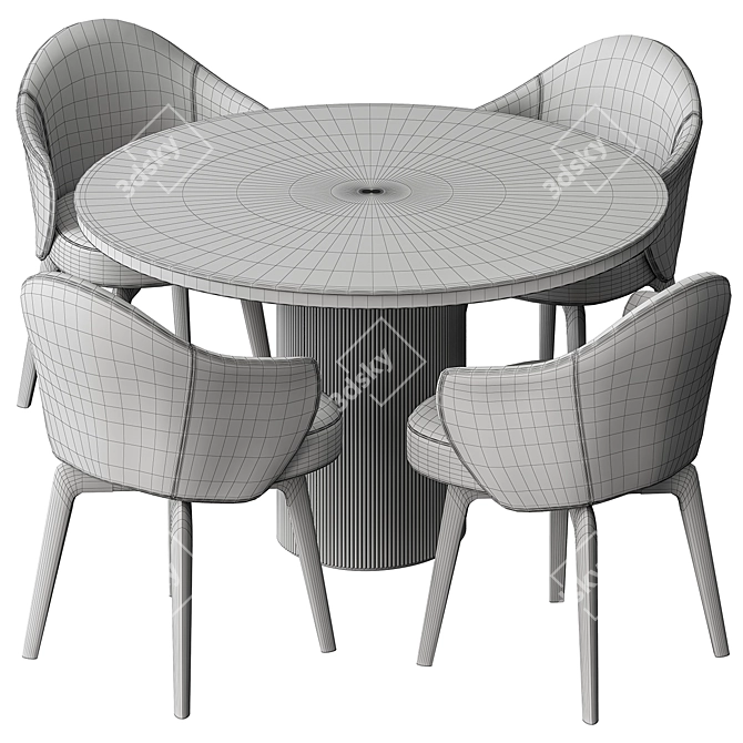 Elegant Round Dining Table Set 3D model image 5