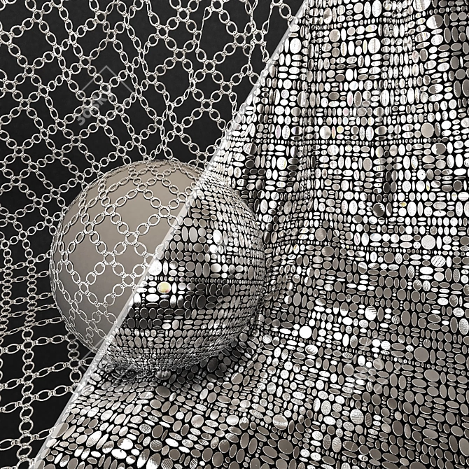 Metal Mesh Fabric Materials Set 3D model image 1