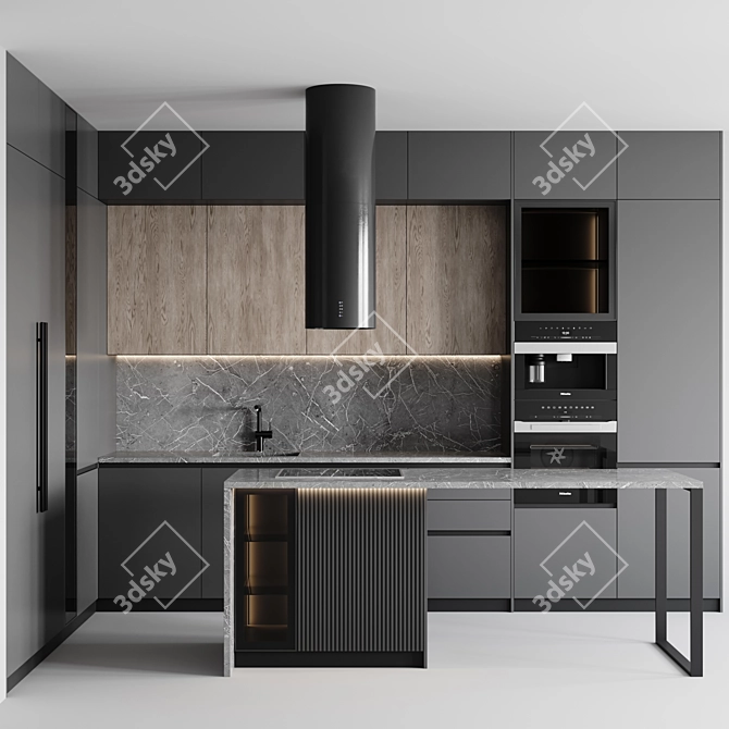 Customizable Modern Kitchen 3D Model 3D model image 1