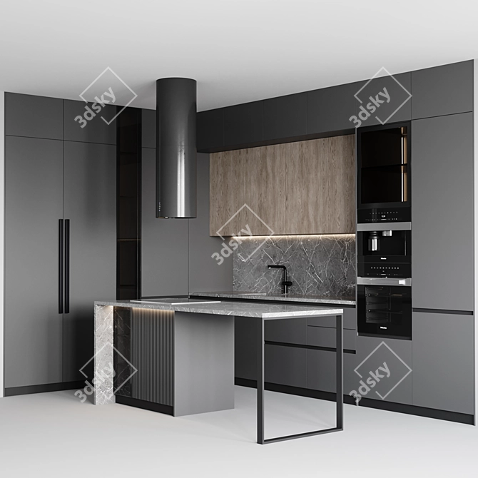 Customizable Modern Kitchen 3D Model 3D model image 2