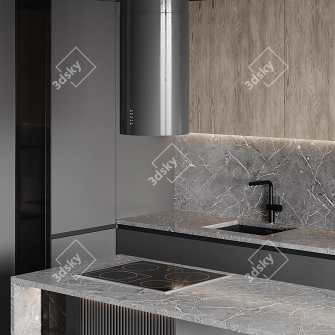 Customizable Modern Kitchen 3D Model 3D model image 3