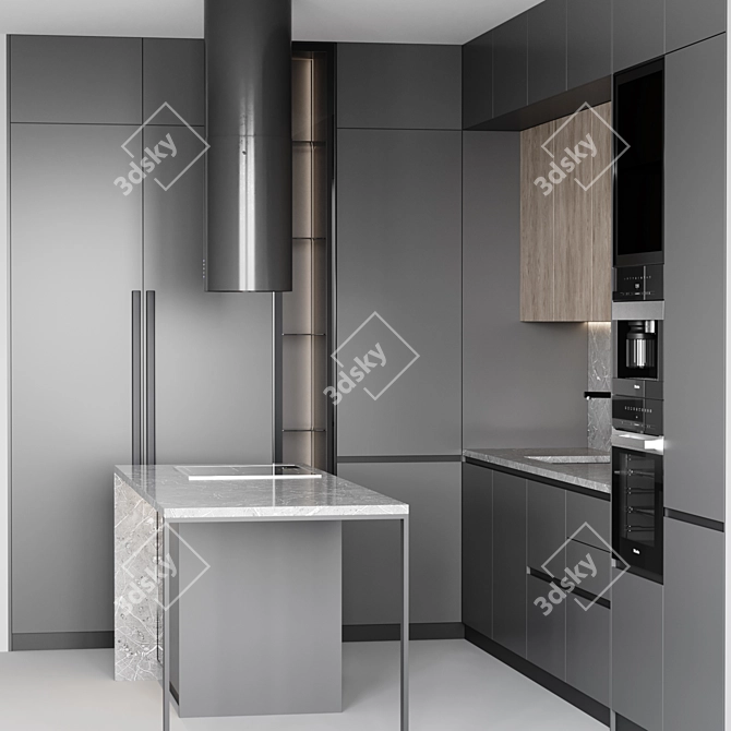 Customizable Modern Kitchen 3D Model 3D model image 5