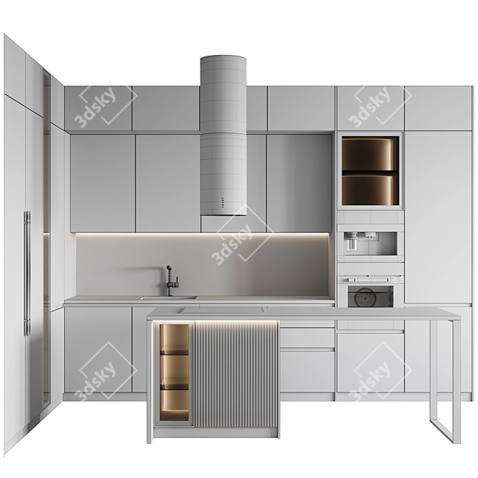 Customizable Modern Kitchen 3D Model 3D model image 6