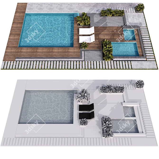 Visualize Water Pool Landscape 3D model image 5