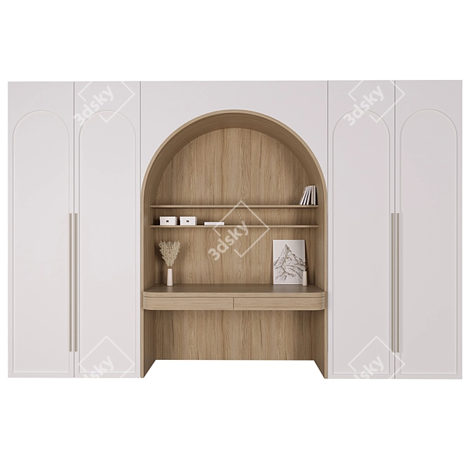 Workstation and Wardrobe Furniture Set 3D model image 1