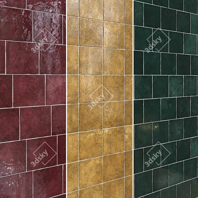 Artisan Ceramic Tiles Set 038 3D model image 2