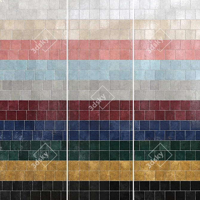 Artisan Ceramic Tiles Set 038 3D model image 3