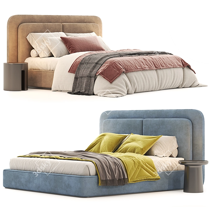 Felini Beige Soft Bed 3D 3D model image 2