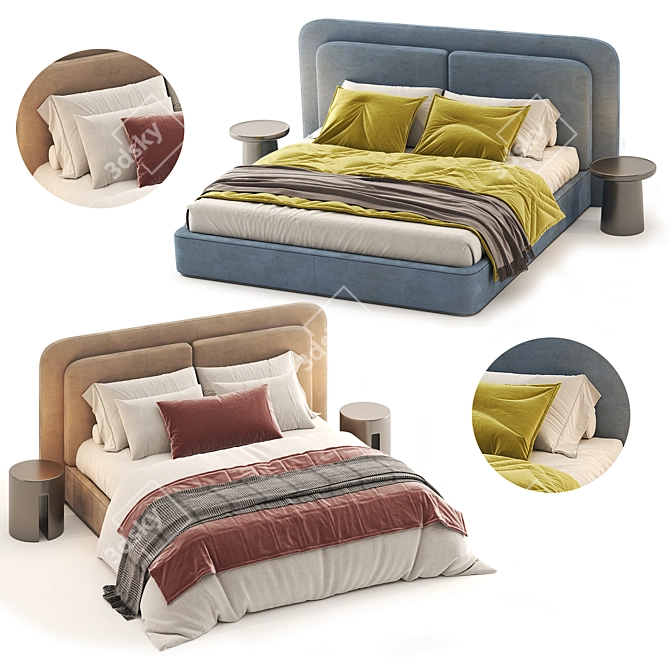 Felini Beige Soft Bed 3D 3D model image 3