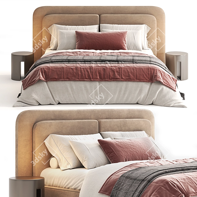 Felini Beige Soft Bed 3D 3D model image 4