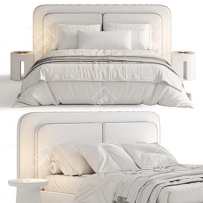 Felini Beige Soft Bed 3D 3D model image 6