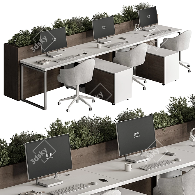 Office Furniture Set for Employees 3D model image 1