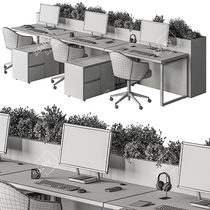 Office Furniture Set for Employees 3D model image 6