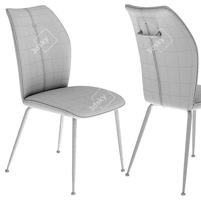 Berlin Chair Melange Gray Leather 3D model image 5