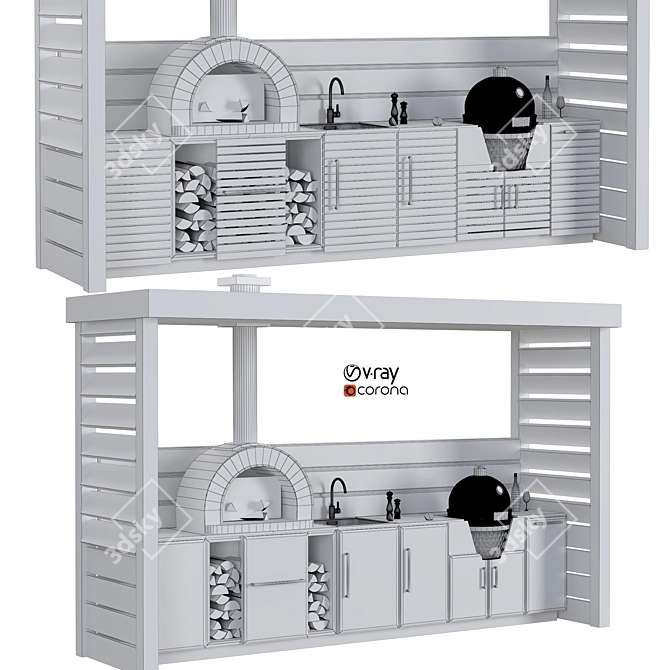 Versatile Outdoor Kitchen Unit 3D model image 7