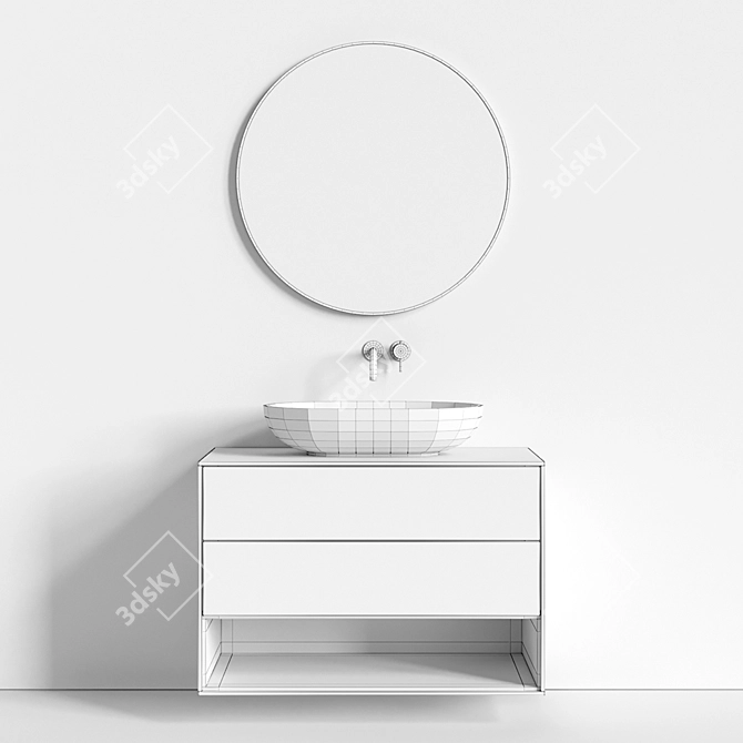 Designer Wall-Mounted Bathroom Vanity 3D model image 3