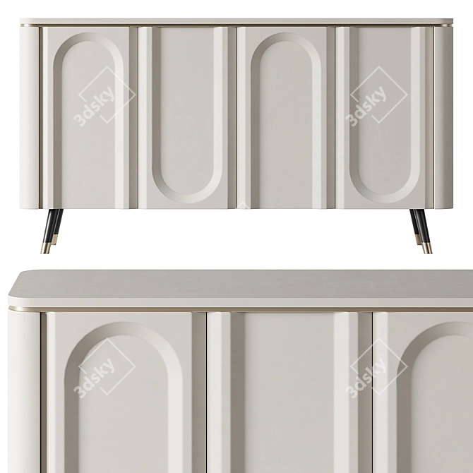 Curved Front Buffet Cabinet 3D model image 1