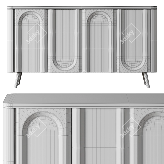 Curved Front Buffet Cabinet 3D model image 3