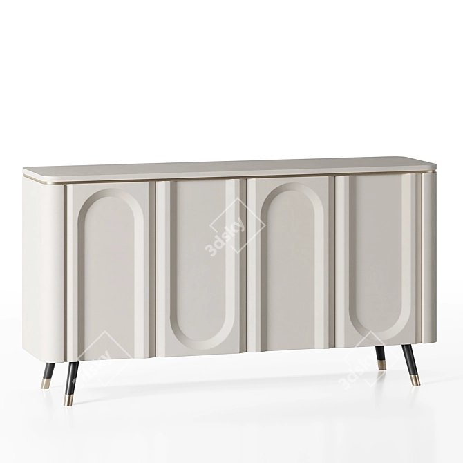 Curved Front Buffet Cabinet 3D model image 6