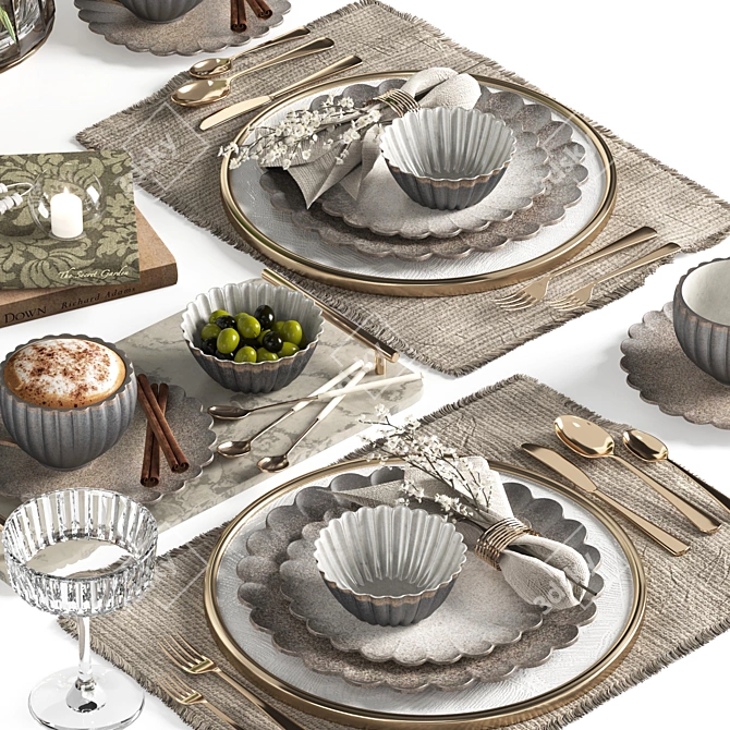 Modern Tableware Set 15 Pieces 3D model image 2