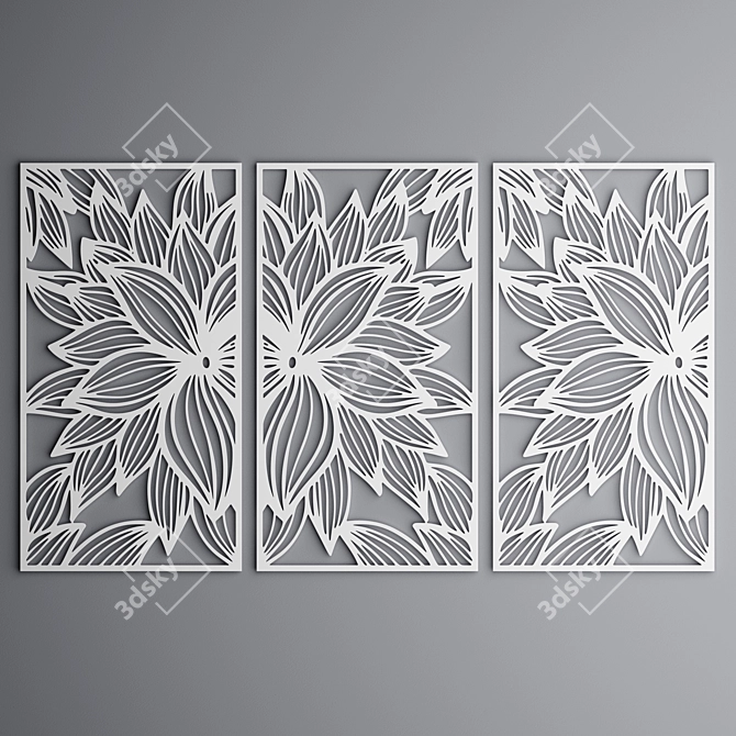 Triptych v8 Wall Art Panel 3D model image 3