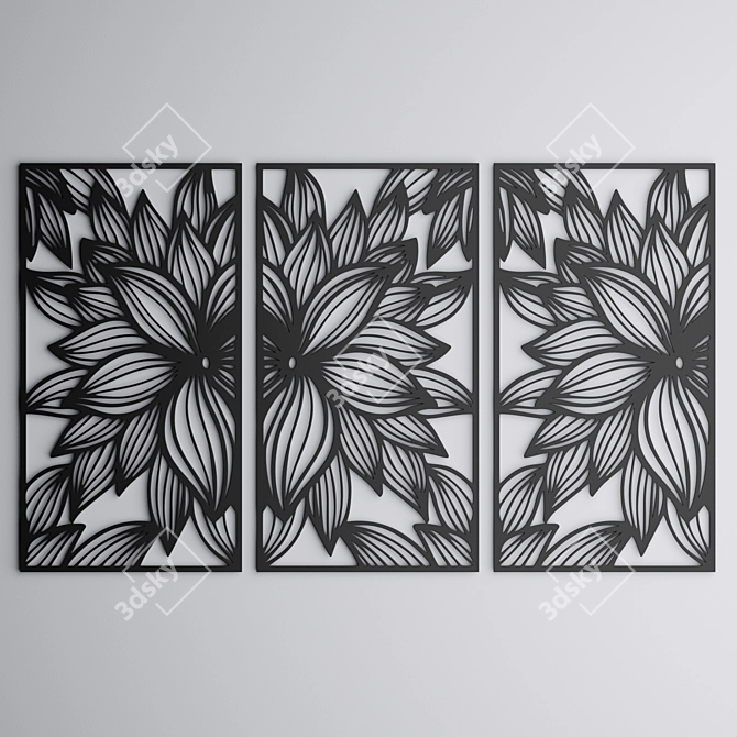 Triptych v8 Wall Art Panel 3D model image 4