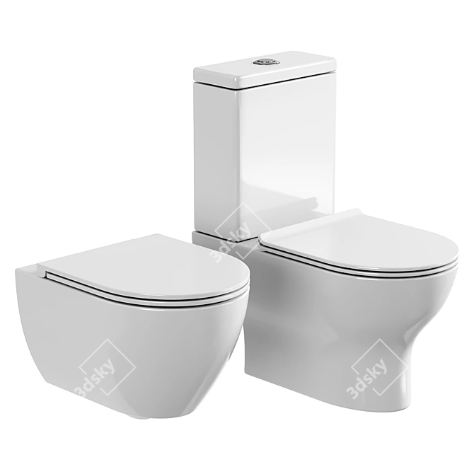 Agger Compact Toilet with Microlift 3D model image 1