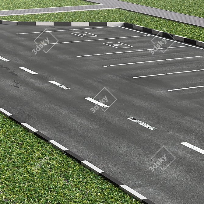 Adapted Disabled Parking with 10 Spaces 3D model image 4