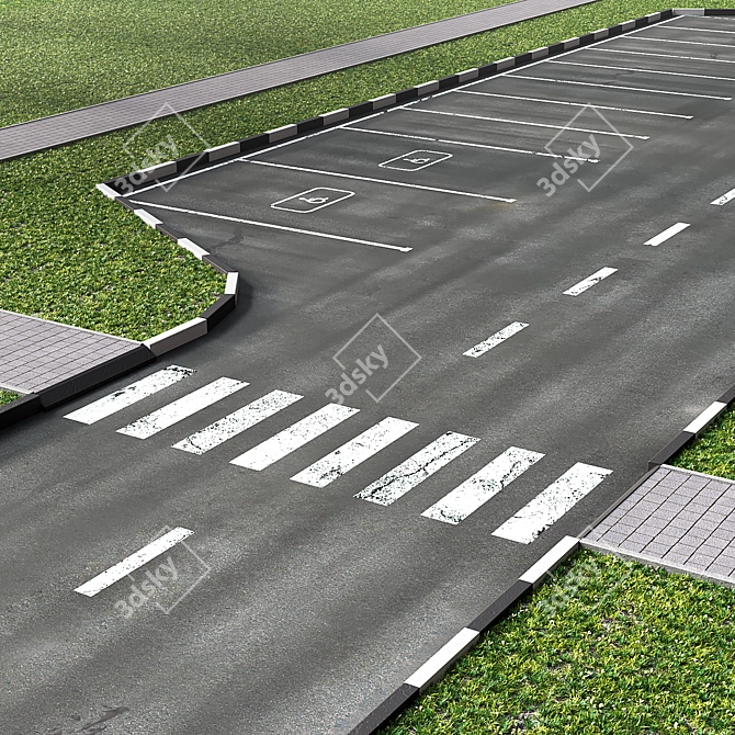 Adapted Disabled Parking with 10 Spaces 3D model image 7