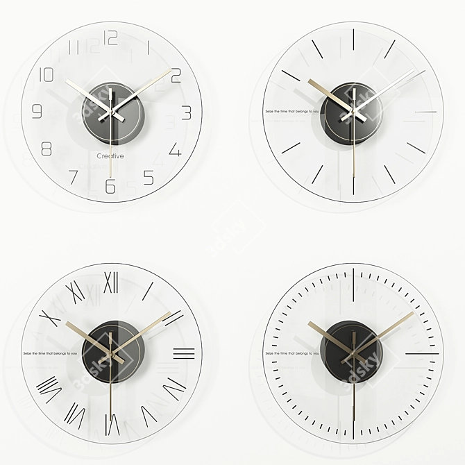 12" Glass Wall Clock AliExpress 3D model image 1