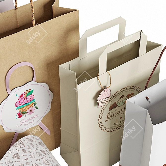 MeshSmooth Paper Bag Set 3D model image 6