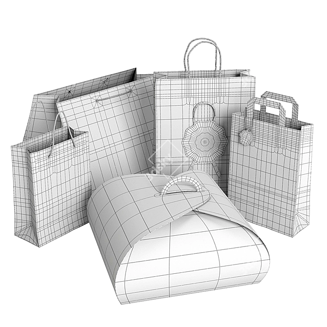 MeshSmooth Paper Bag Set 3D model image 7