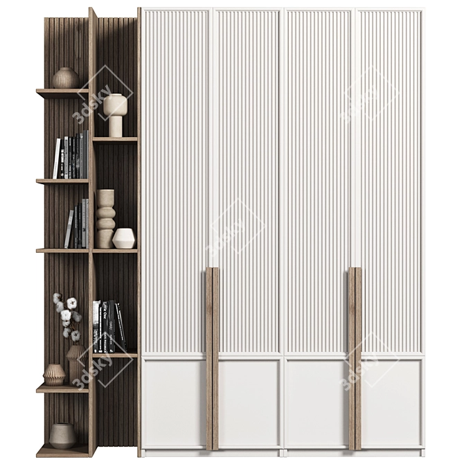 Premium Wood Wardrobe 23 3D model image 1