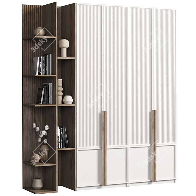 Premium Wood Wardrobe 23 3D model image 2